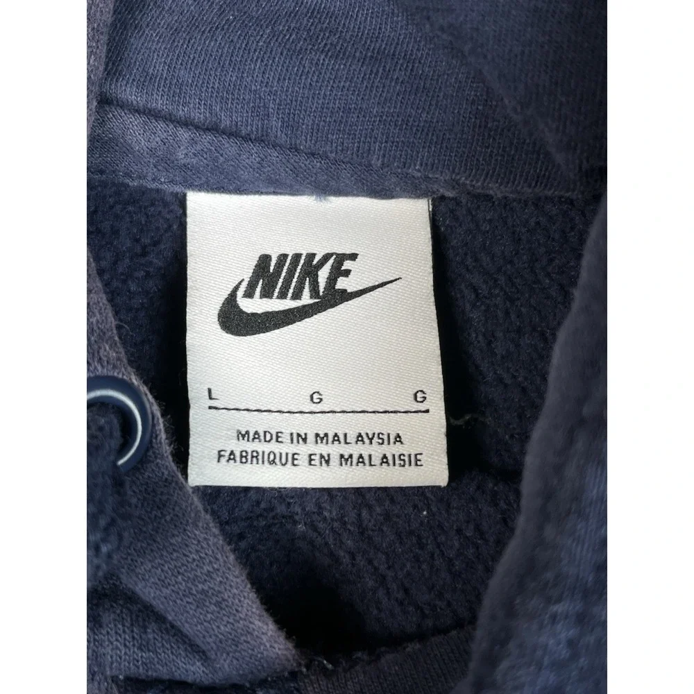 Vtg Michigan Wolverine Nike HoodieLarge Blue Spellout‎ Center Swoosh Stretch Y2K